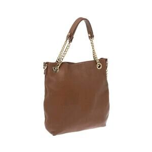 Michael Kors Jet Set Travel Bag Brown Purse Medium NS Chain Leather Satchel